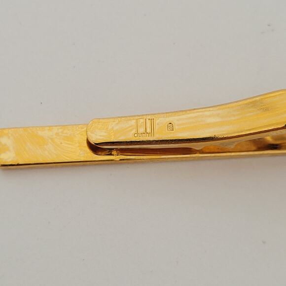 Dunhill Vintage Two Tone Tie Clasp Clip Bar Silver Gold Retro Logo Minimalistic - Picture 4 of 6